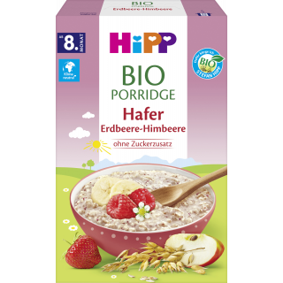 Hipp Bio Havregrød Jordbær Hindbær 250g