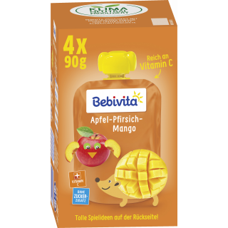 Bebivita Børnesjov Æble Fersken Mango 4X90g