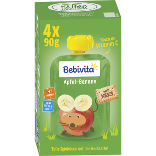 Bebivita Børnesjov Æblebanan Med Kiks 4X90g