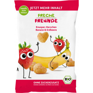 Freche Freunde Organic Crunchy Hearts Banan & Jordbær 30g