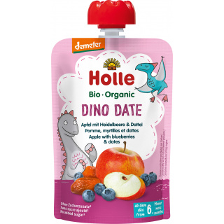 Holle Bio Dd Squeeze Bag Dino Date Æble Med Blåbær & Dadler 100g