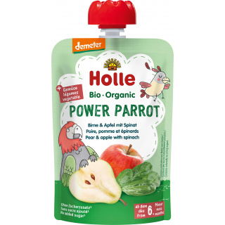 Holle Bio Dd Squeeze Bag Power Papegøje Pære Med Æble & Spinat 100g