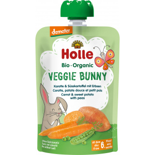 Holle Bio Dd Squeeze Bag Veggie Bunny Gulerod Sød Kartoffel Med Ærter 100g